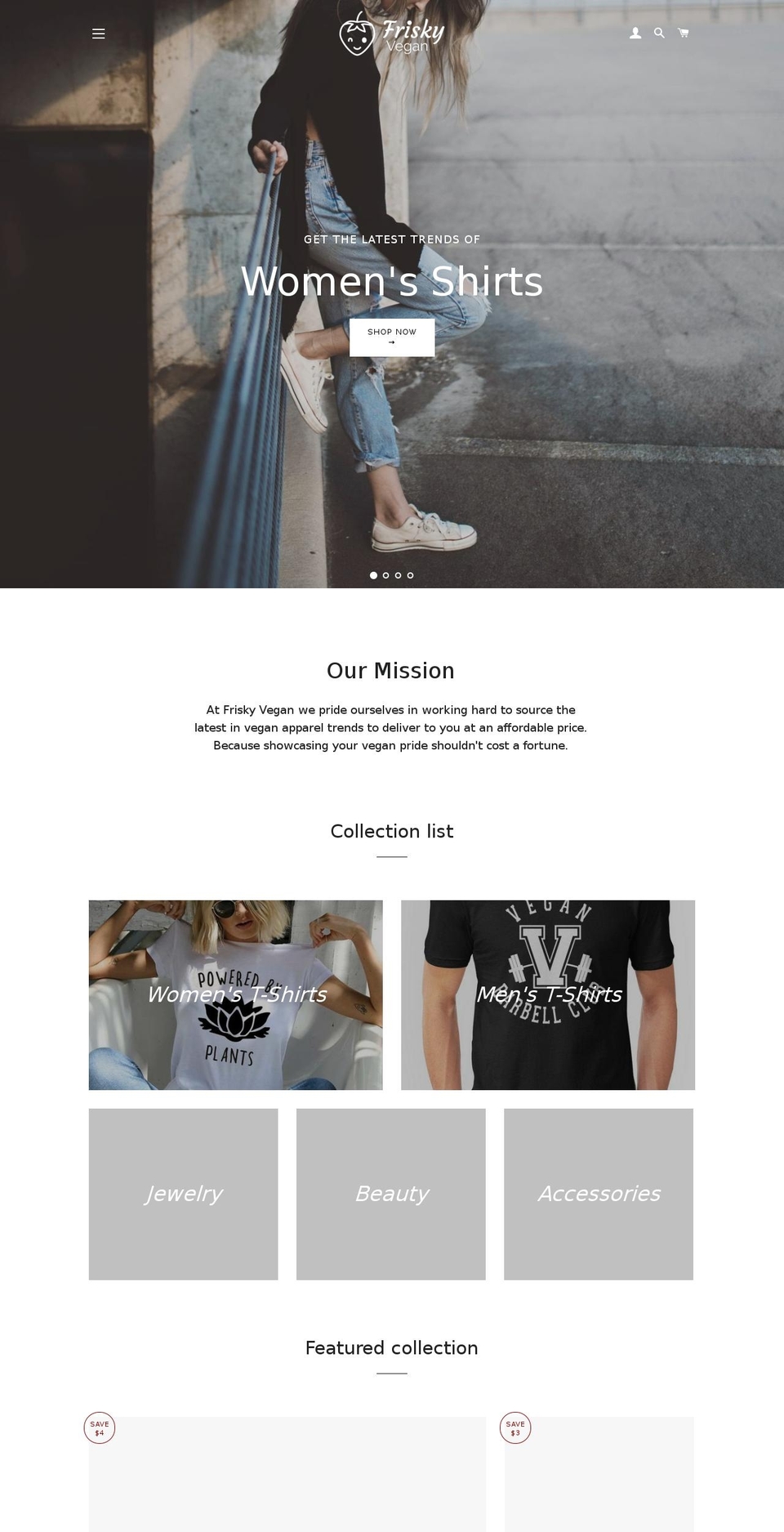 friskyvegan.com — Shopify storefront screenshot