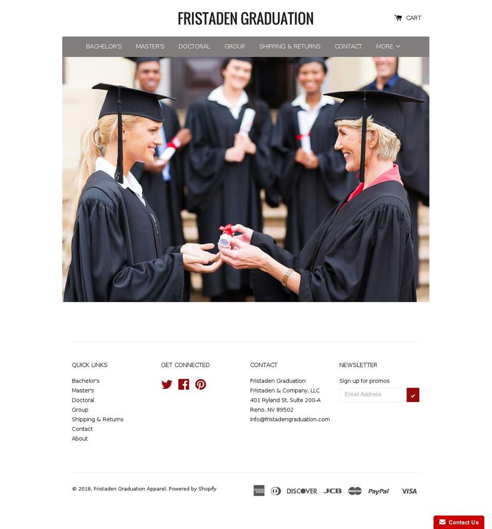 fristadengraduation.com shopify website screenshot