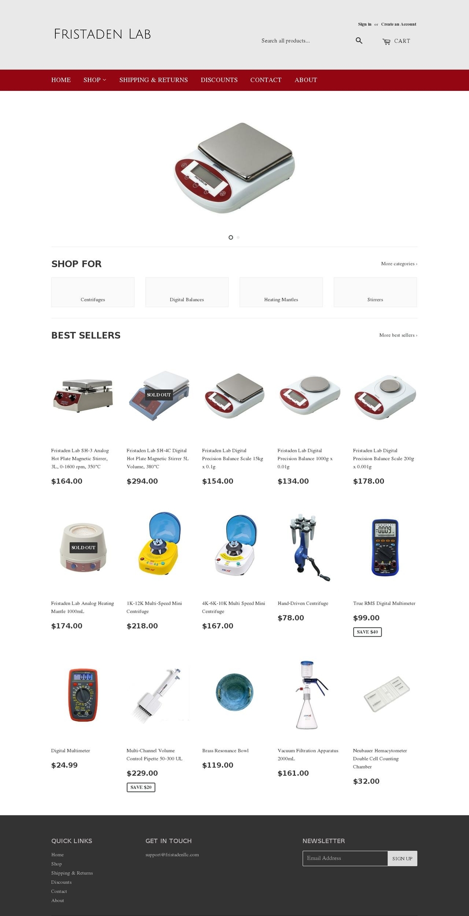 fristadenlab.com — Shopify storefront screenshot