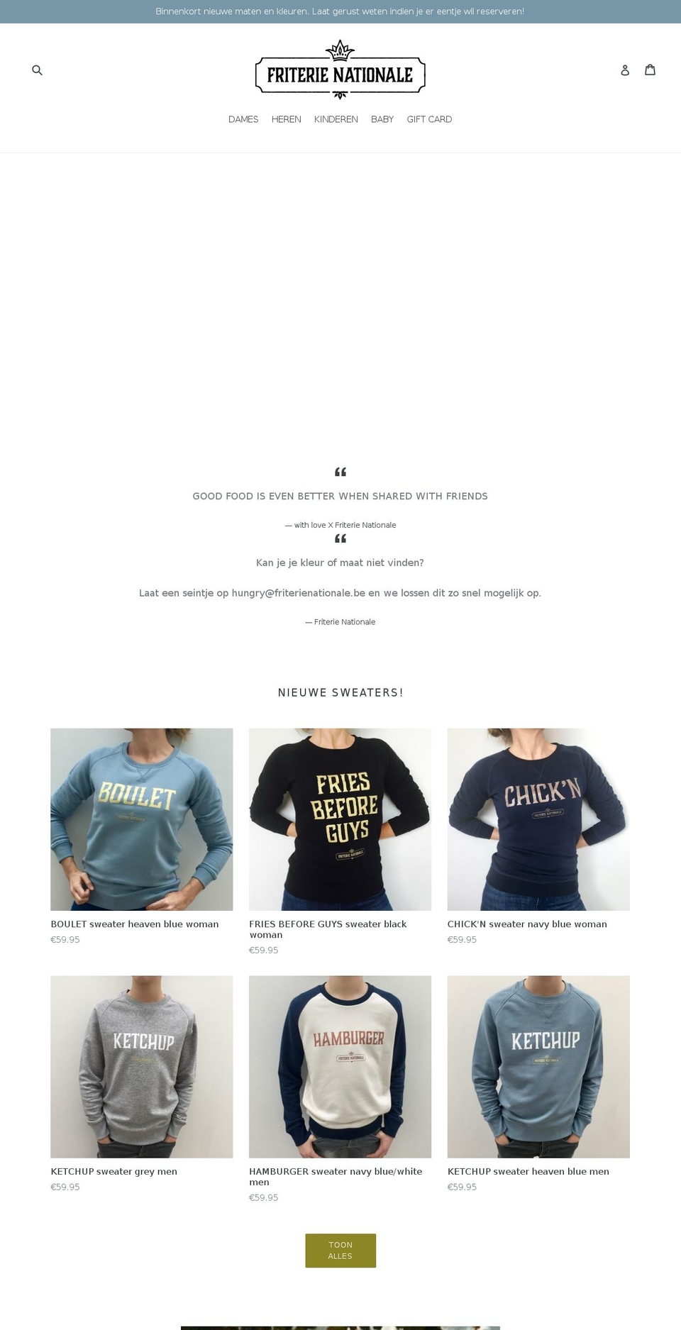 Friterie Nationale Webshop Shopify theme site example friterienationale.com