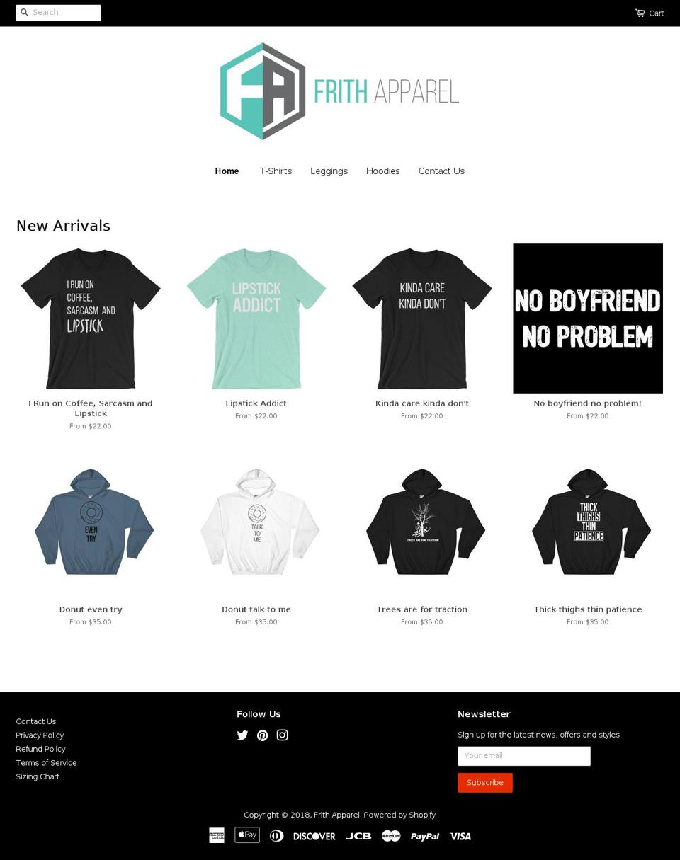 frithapparel.com shopify website screenshot