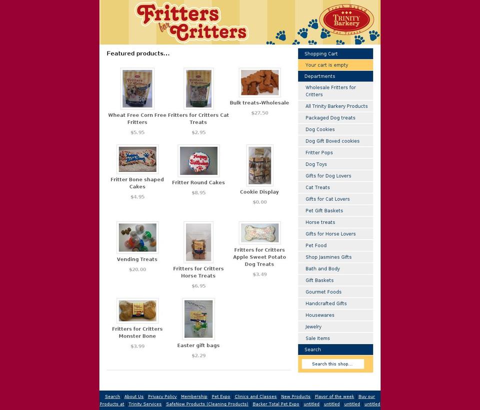 main Shopify theme site example frittersforcritters.com