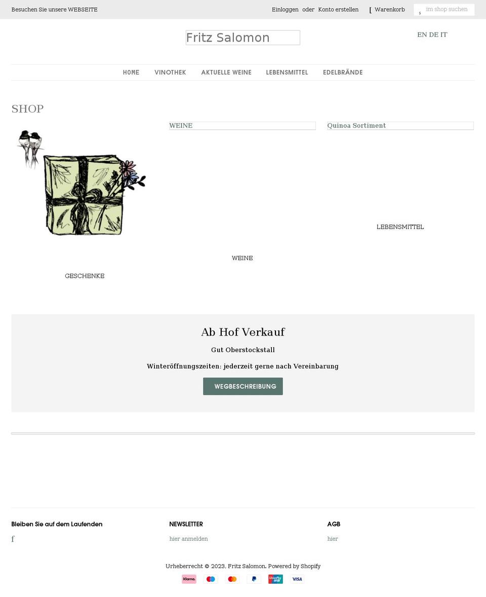 fritz-salomon.myshopify.com shopify website screenshot