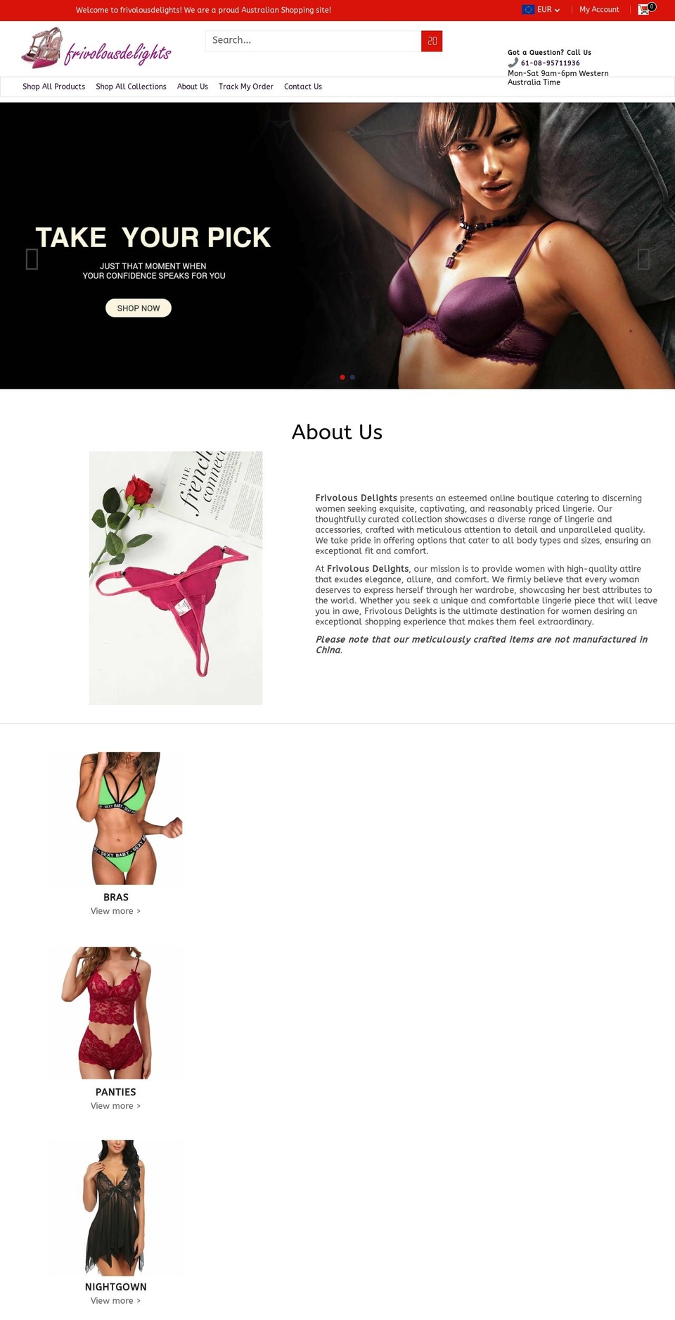 frivolousdelights.com shopify website screenshot