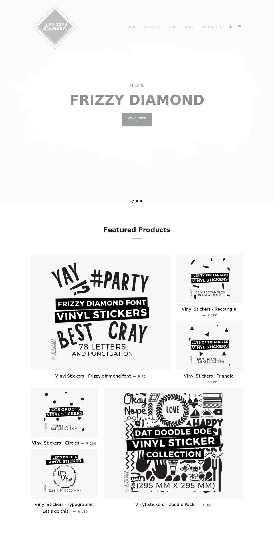 frizzydiamond.com shopify website screenshot