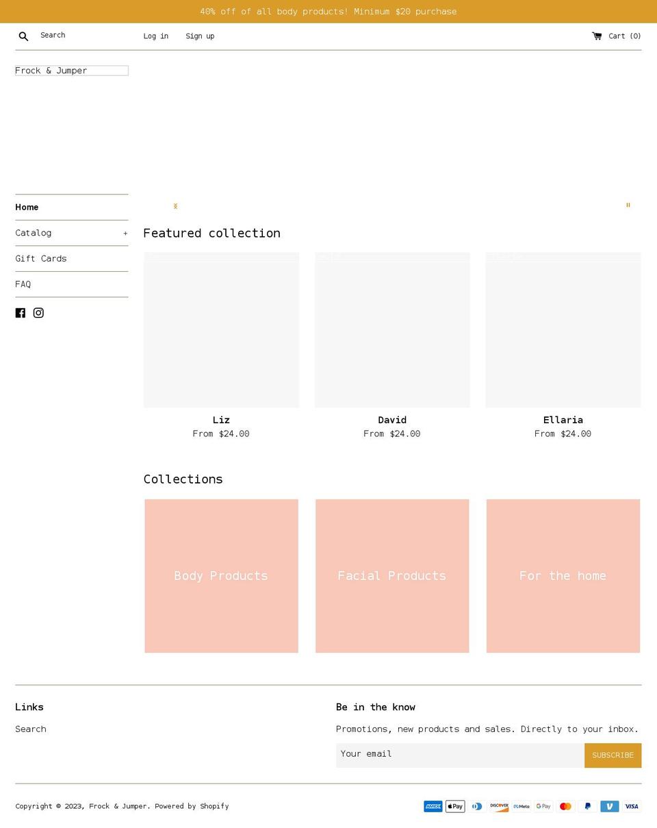 frockandjumper.com shopify website screenshot
