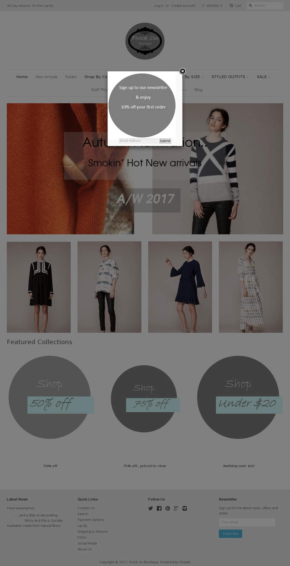 frockonboutique.com shopify website screenshot