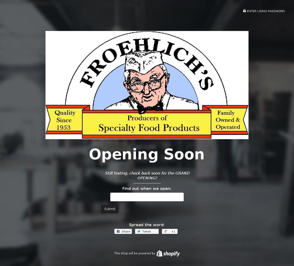 froehlichsfoods.com shopify website screenshot