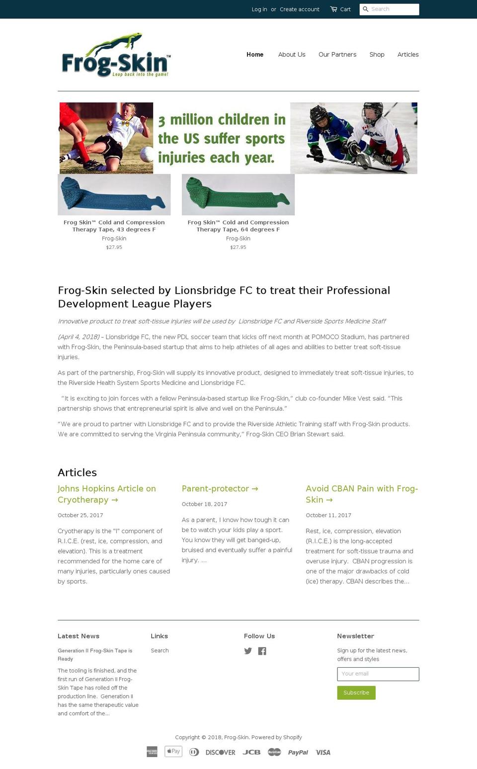 frog-skin.com — Shopify storefront screenshot