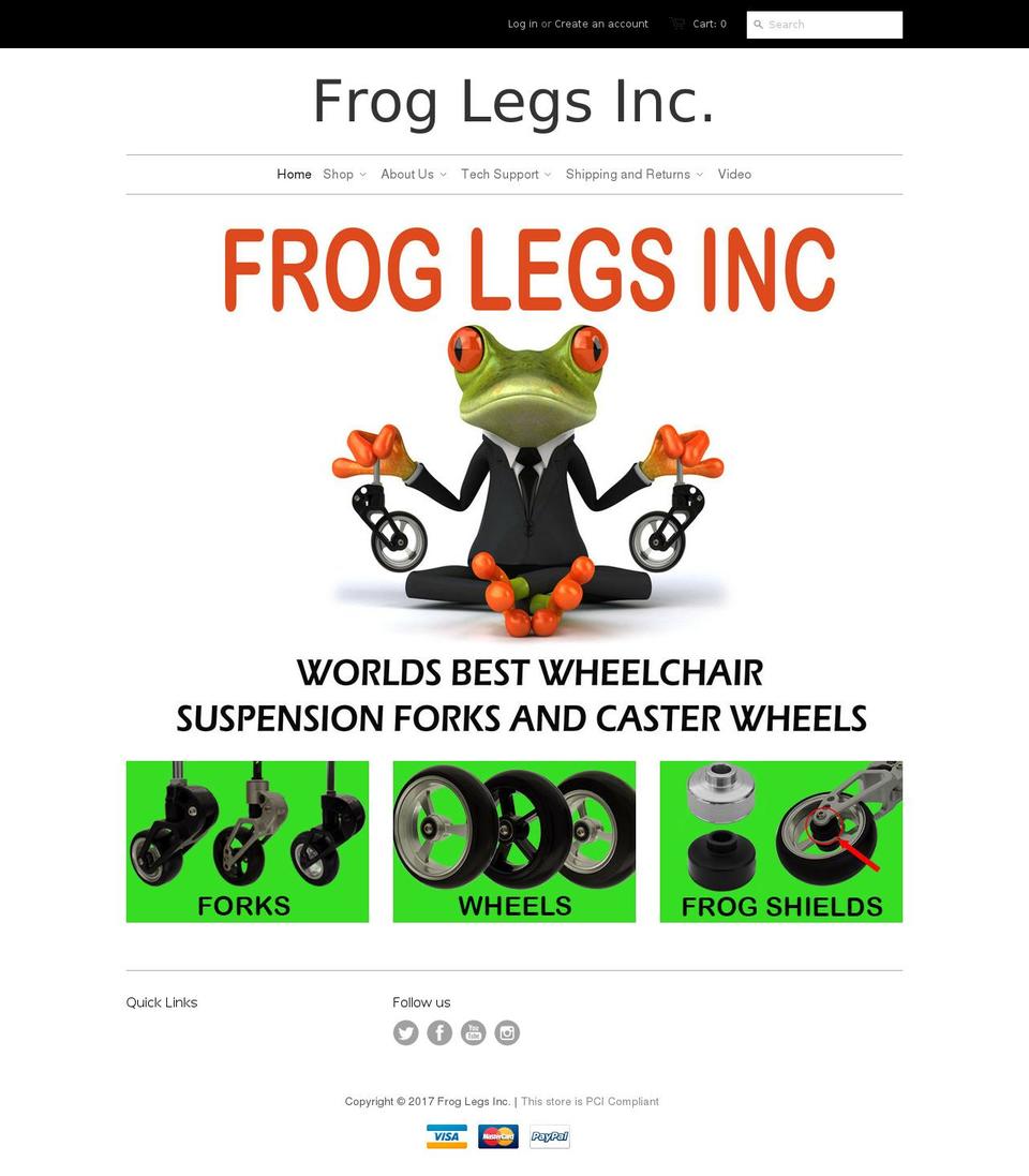 froglegsinc.com shopify website screenshot