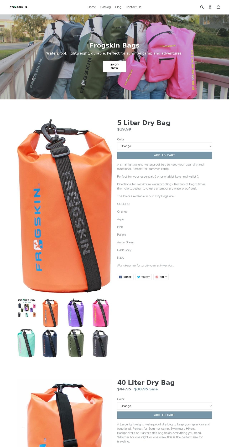 frogskinbags.com — Shopify storefront screenshot