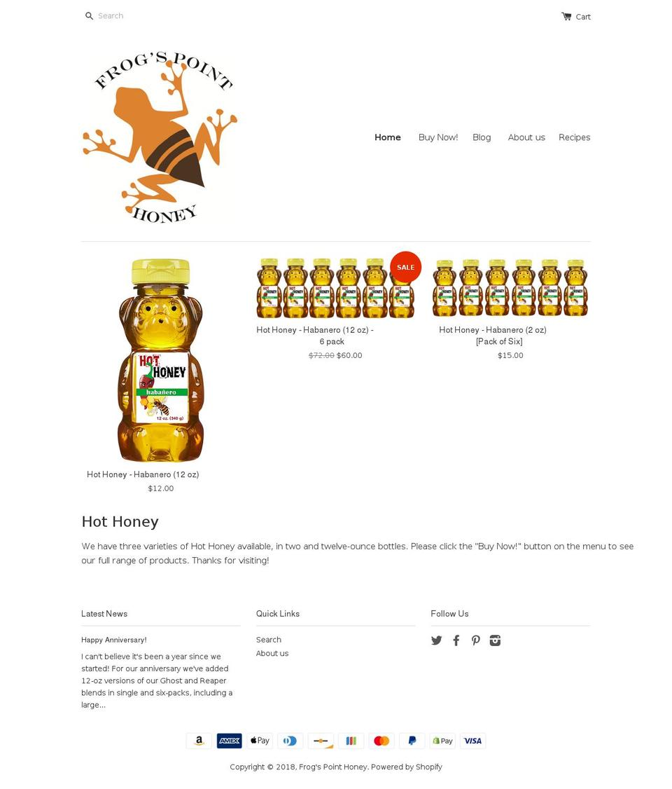 frogspointhoney.com shopify website screenshot