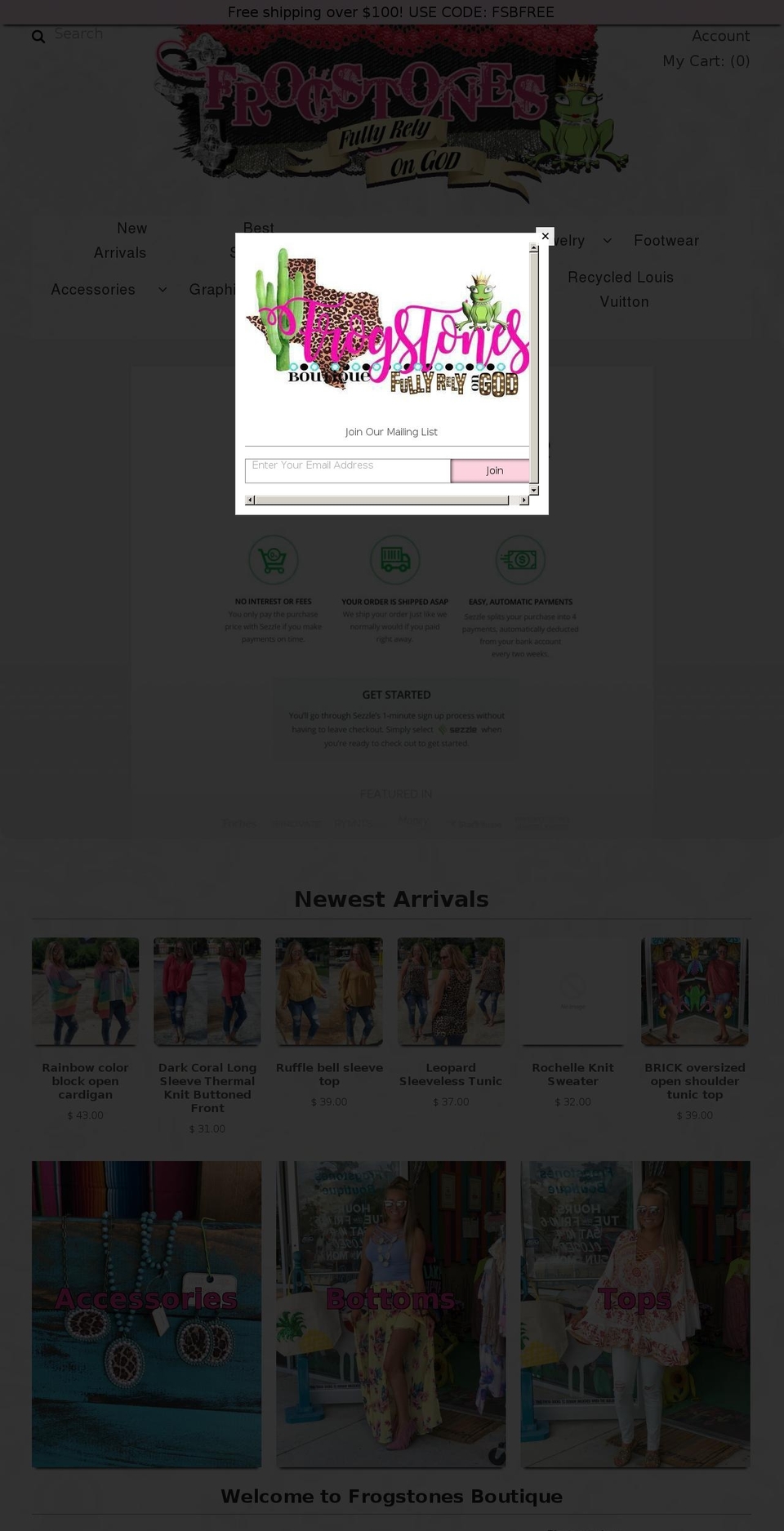 frogstones.boutique shopify website screenshot