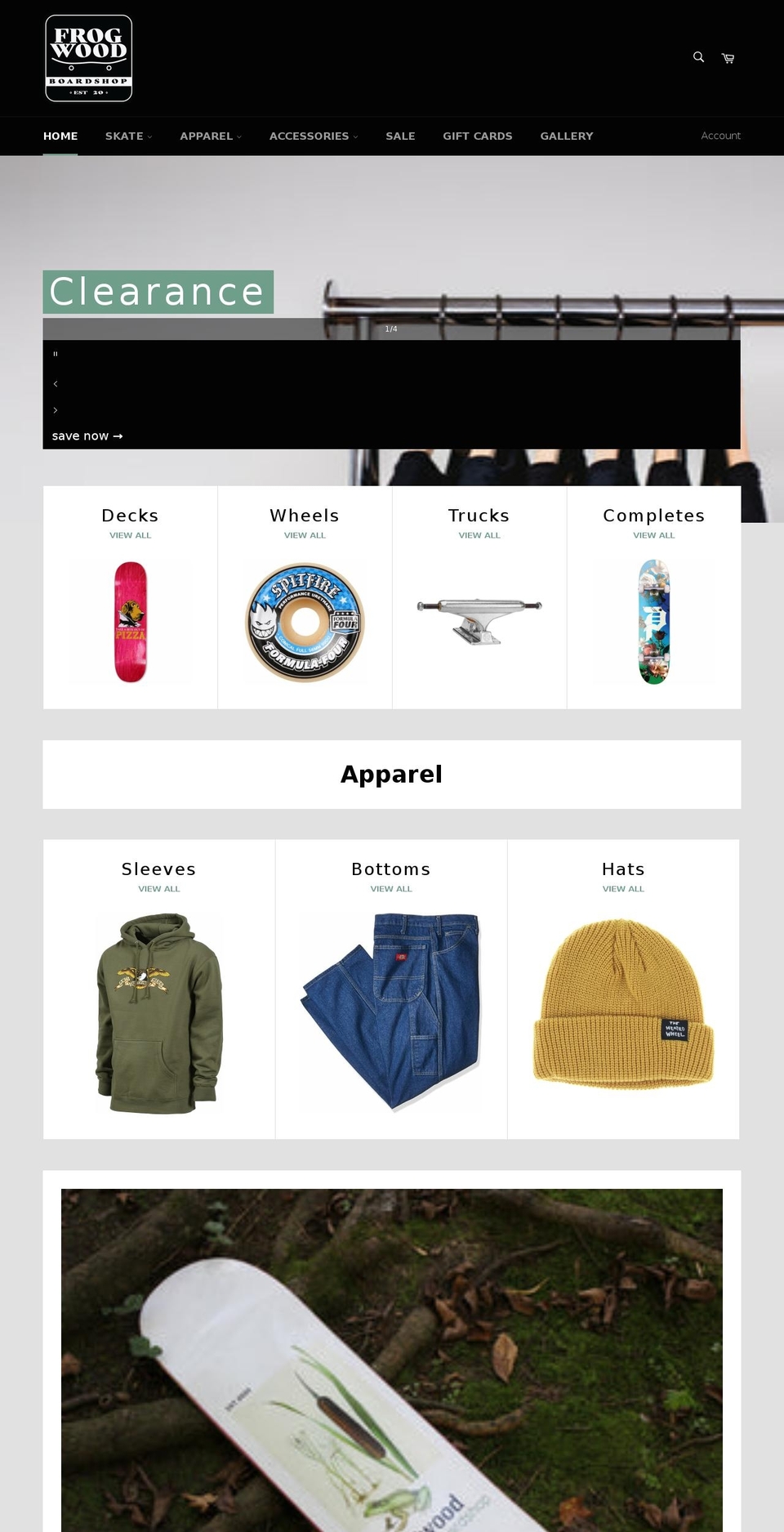 frogwoodboardshop.com shopify website screenshot