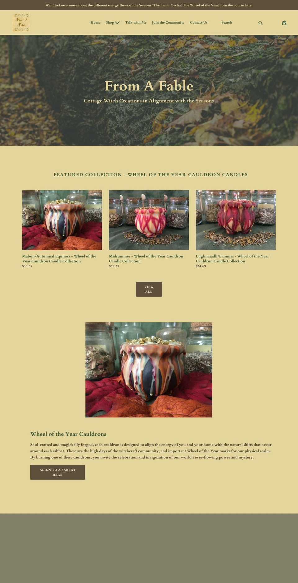 fromafable.com shopify website screenshot