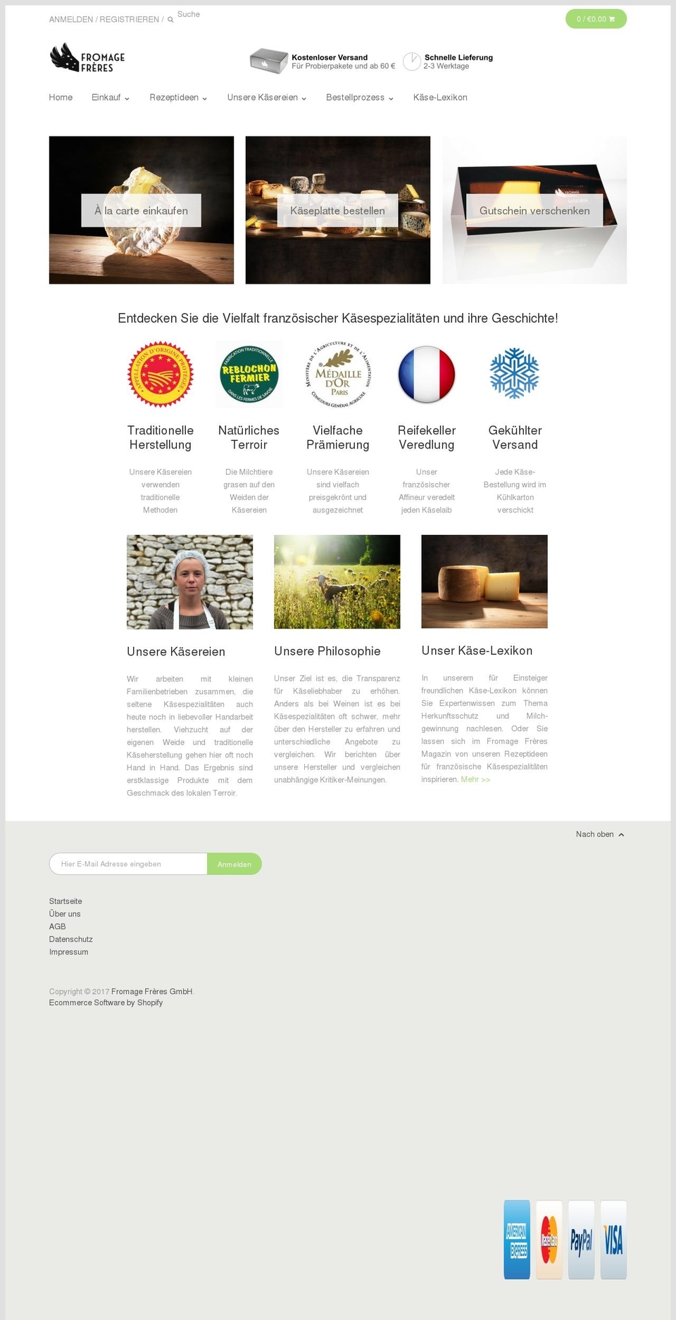 FF Responsive theme 2016 Shopify theme site example fromagefreres.com