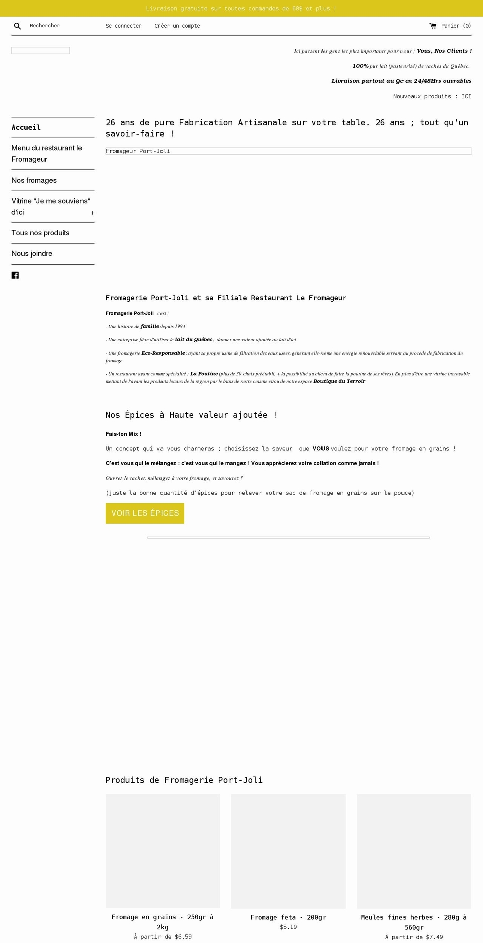 fromageurportjoli.com shopify website screenshot