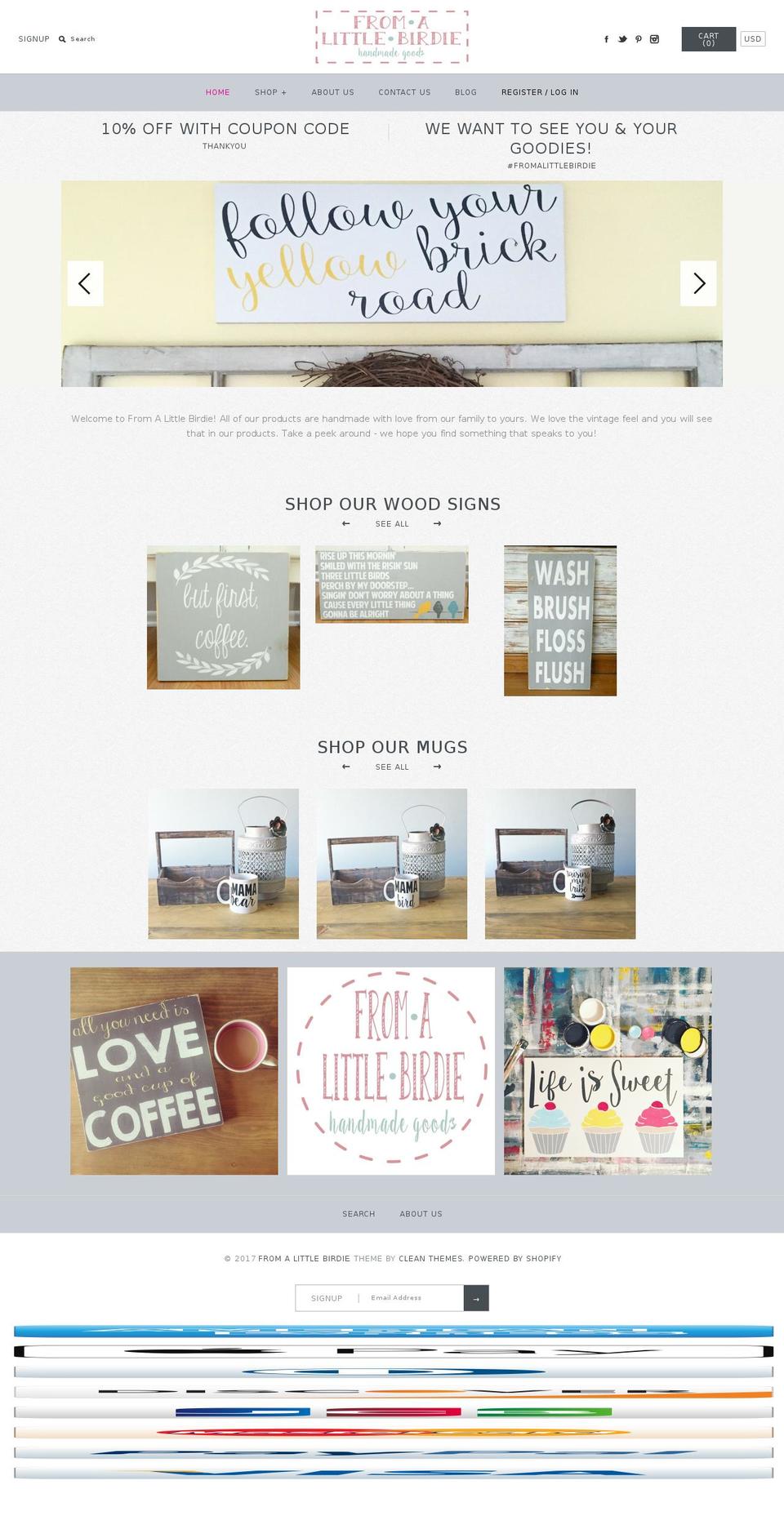 fromalittlebirdie.com shopify website screenshot