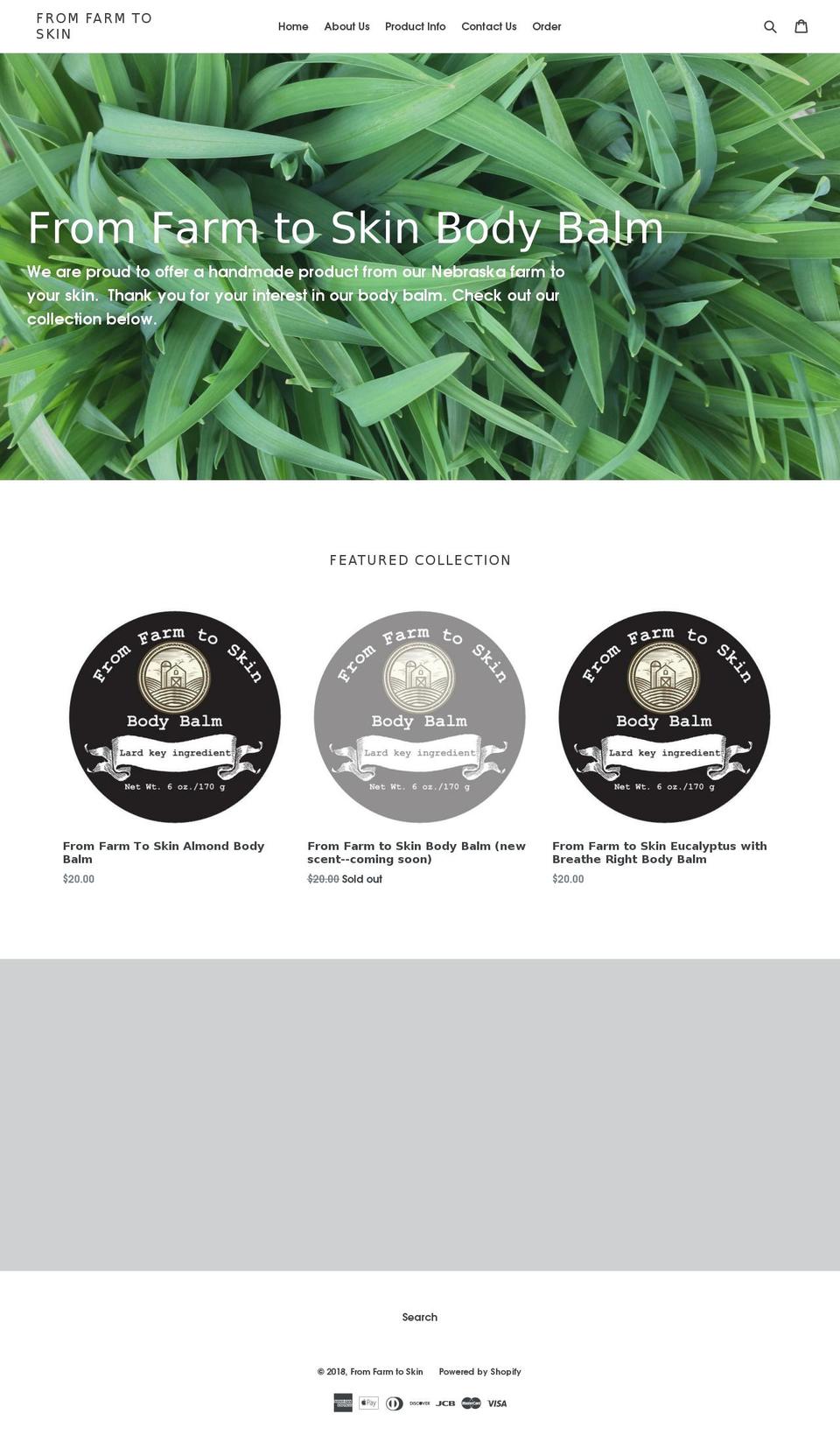 fromfarmtoskinbodybalm.com — Shopify storefront screenshot