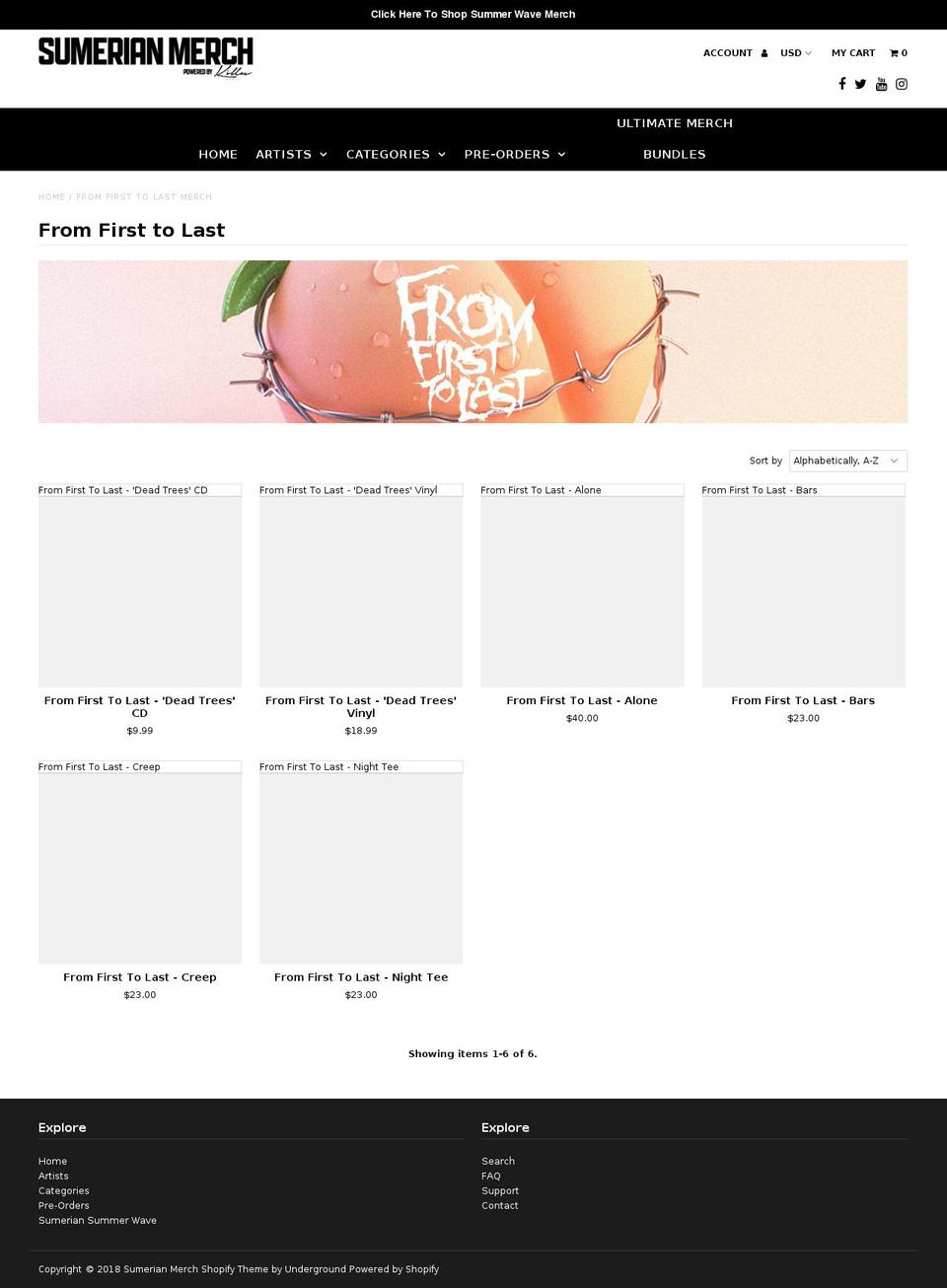 fromfirsttolastmerch.com — Shopify storefront screenshot