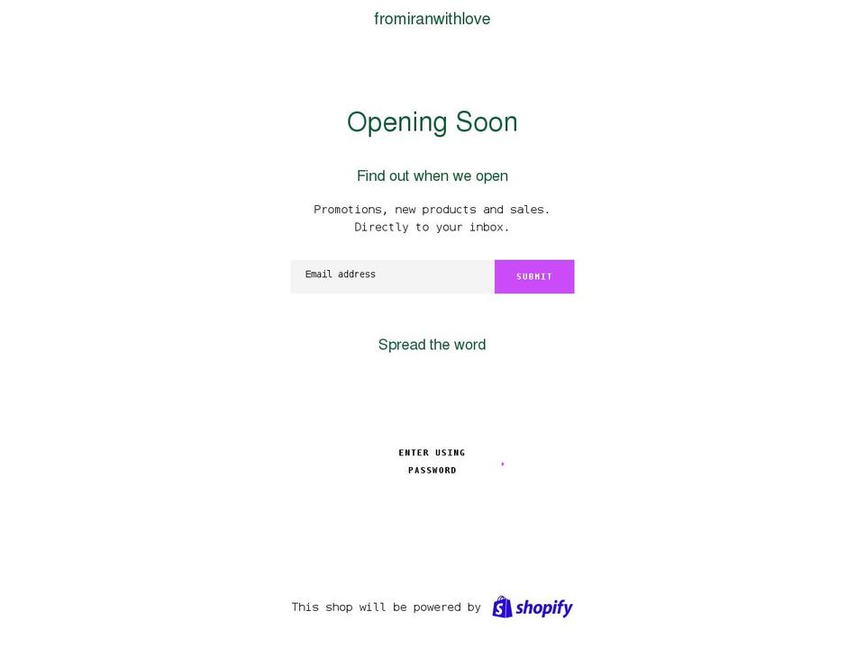 fromiranwithlove.com shopify website screenshot