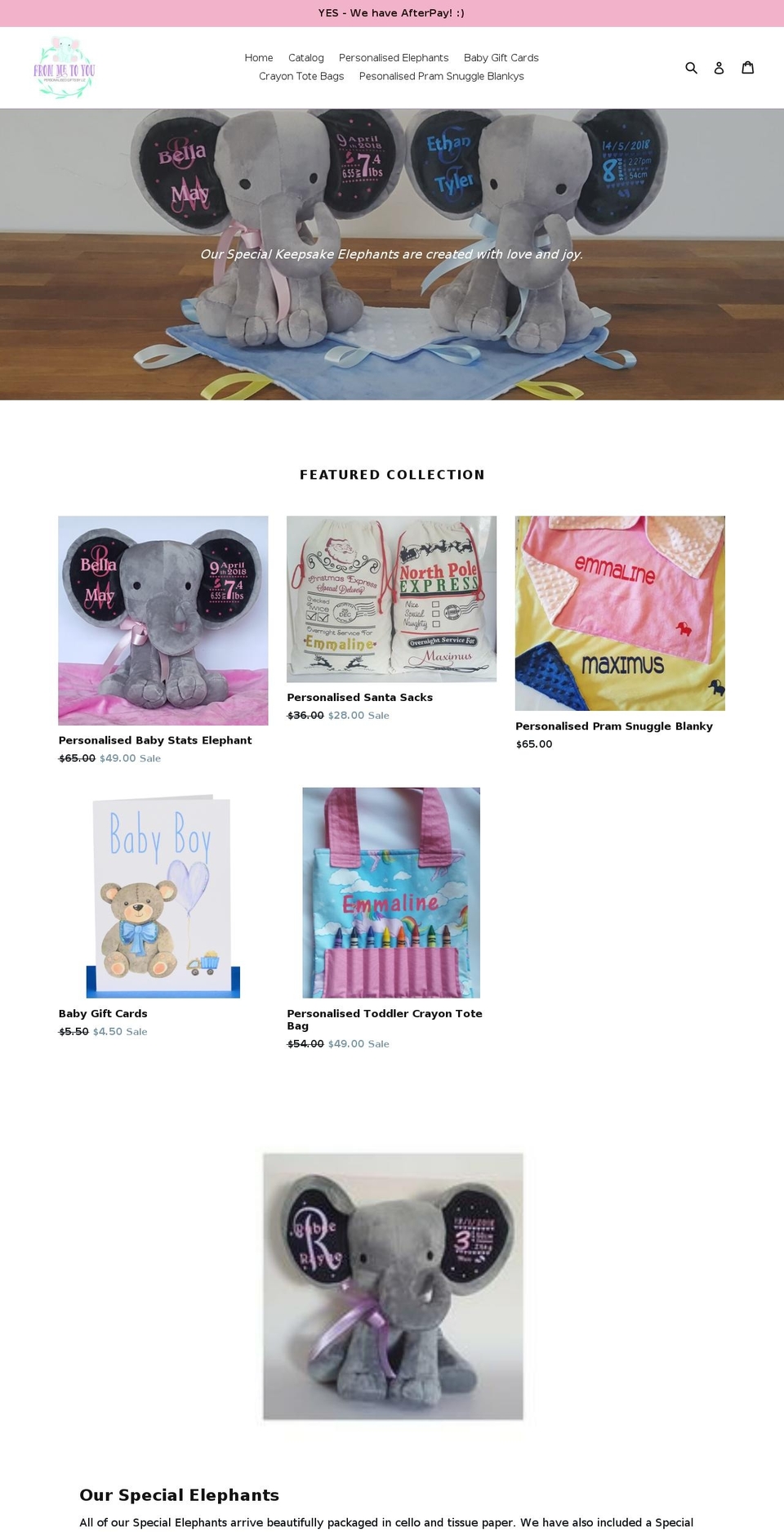 frommetoyougifts.com.au shopify website screenshot