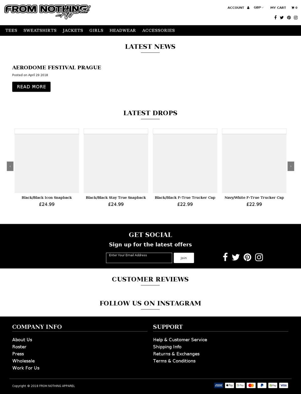 fromnothingcollective.com — Shopify storefront screenshot
