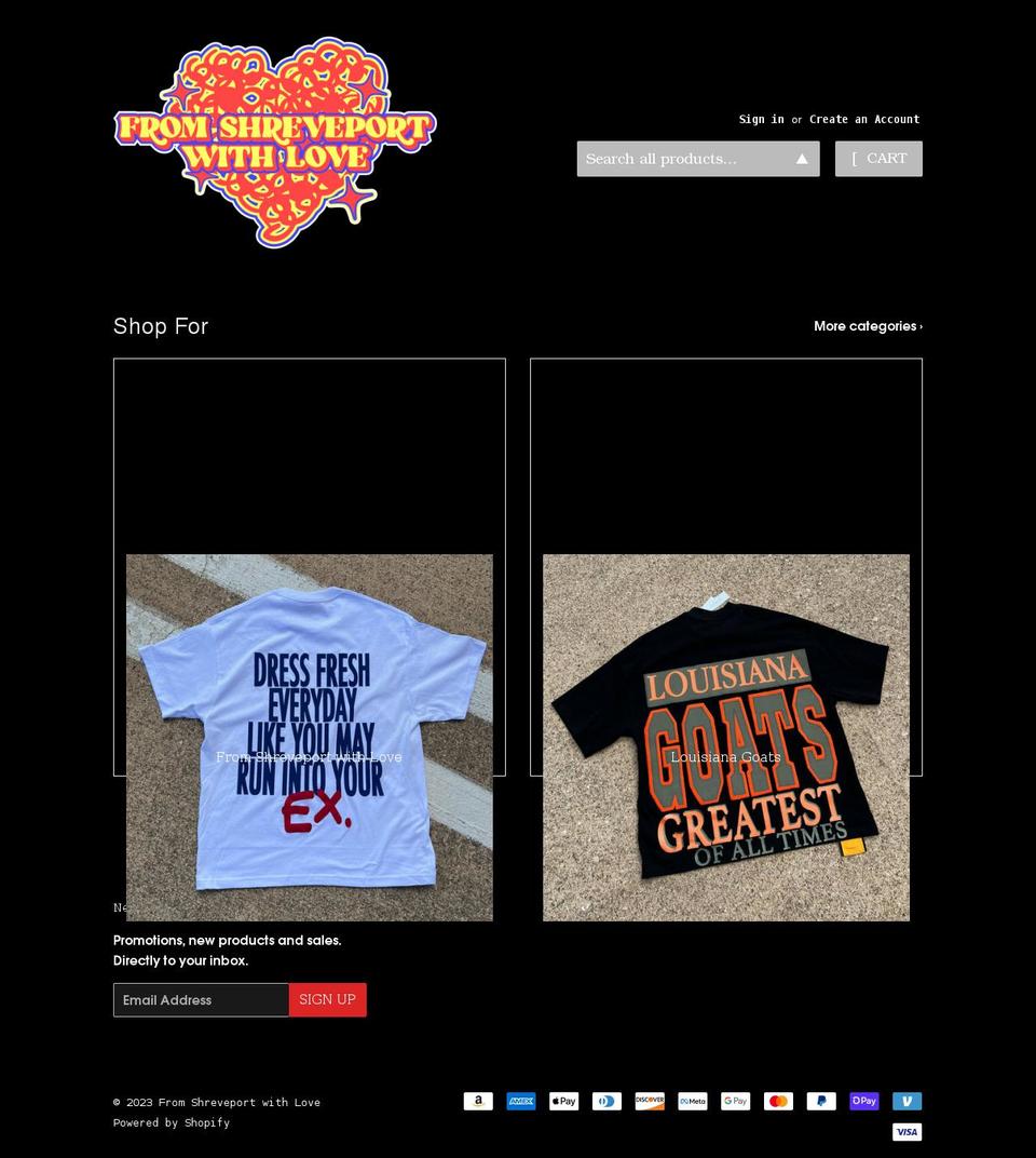 fromshreveportwithlove.com shopify website screenshot