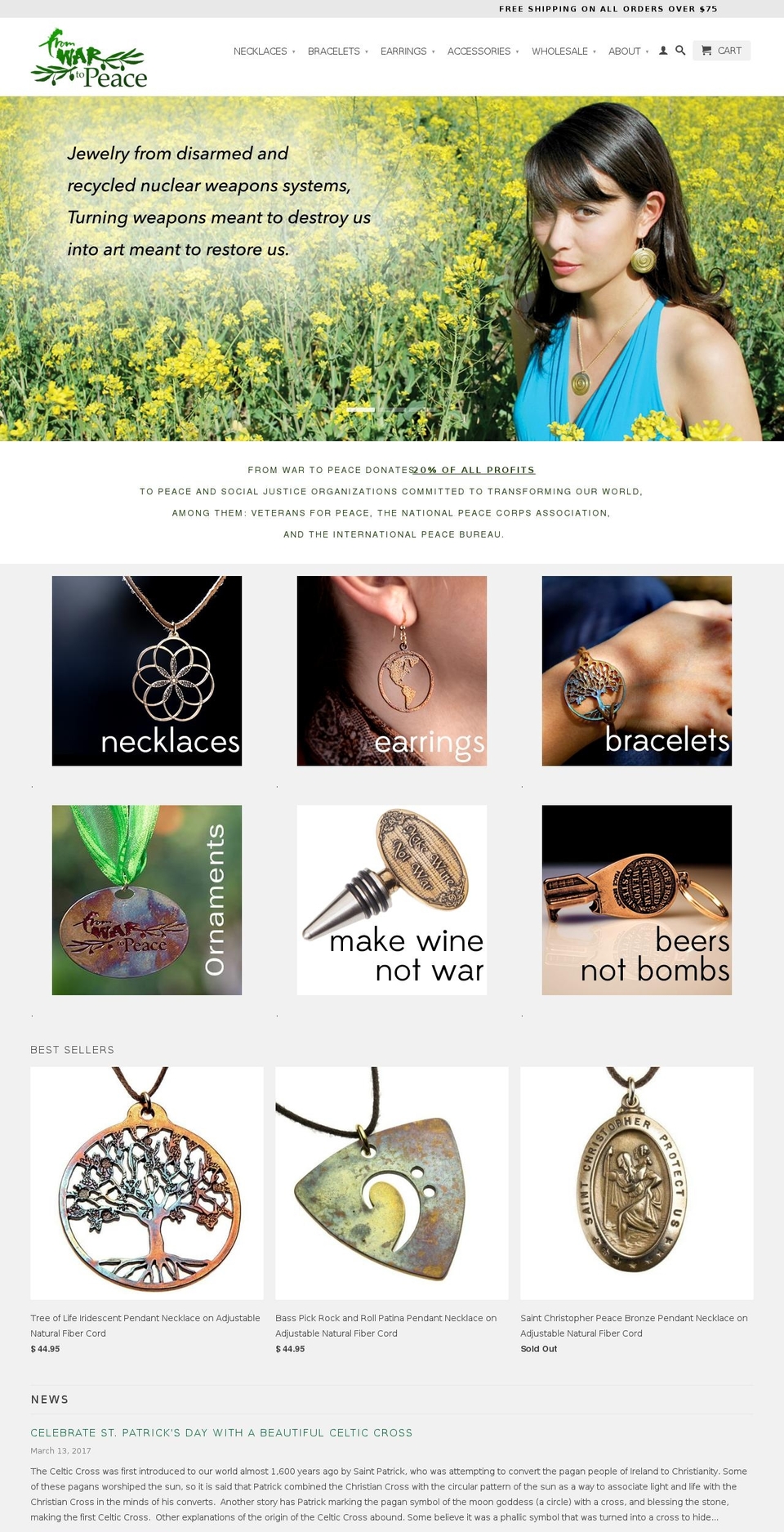 fromwartopeace.org shopify website screenshot