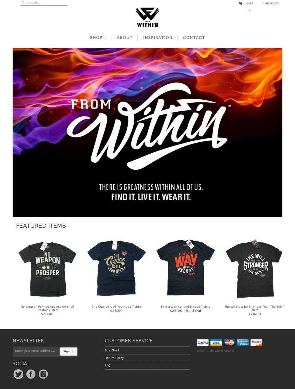 fromwithinapparel.com — Shopify storefront screenshot
