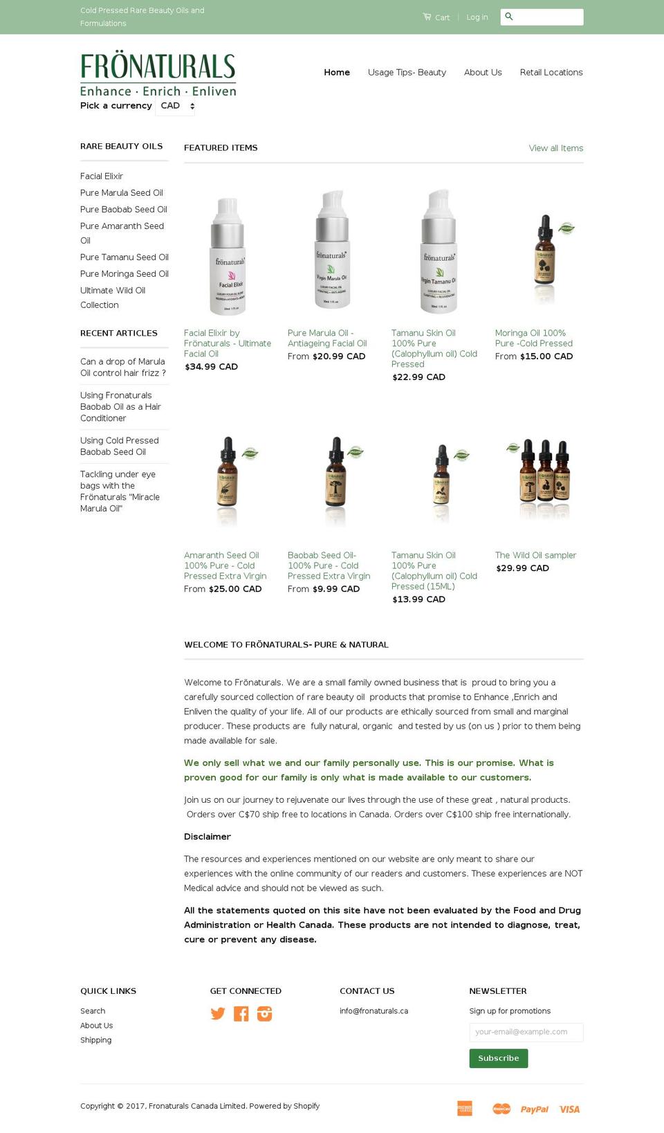 fronaturals.com shopify website screenshot