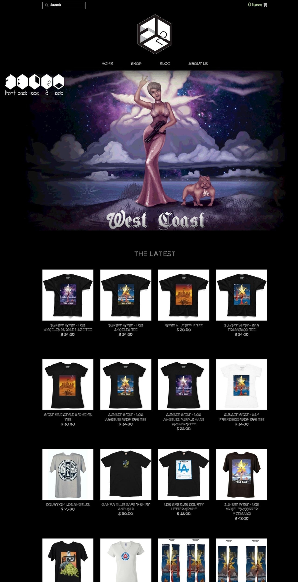 frontbackside2side.com shopify website screenshot