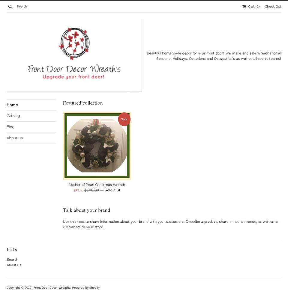 frontdoordecorwreaths.com shopify website screenshot