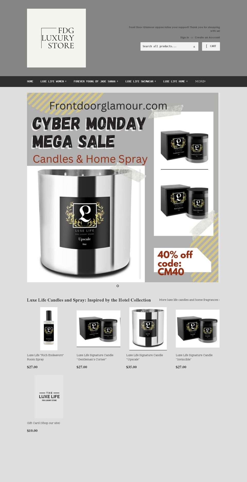 frontdoorglamour.com shopify website screenshot