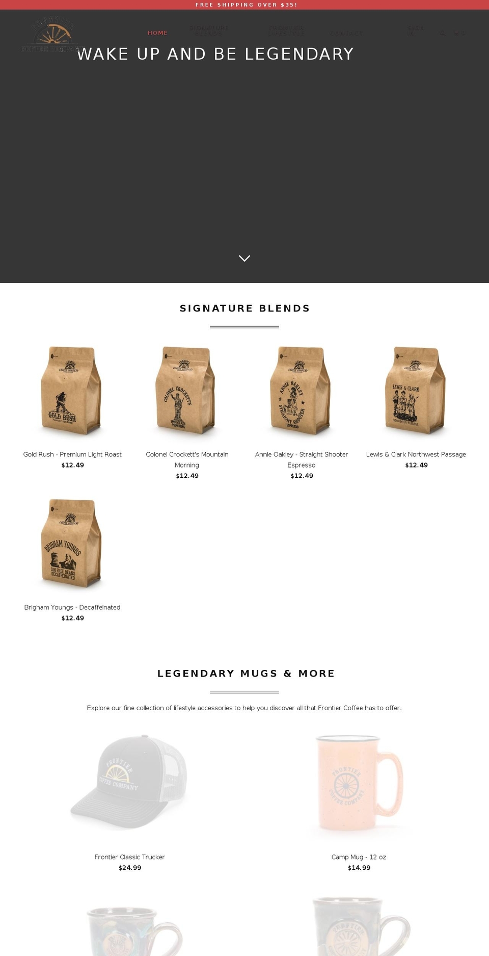 frontiercoffeecompany.com — Shopify storefront screenshot