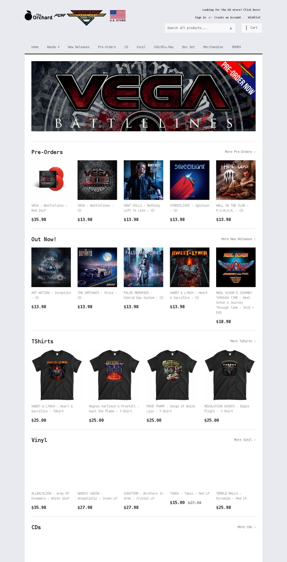 frontiers-us.shop shopify website screenshot
