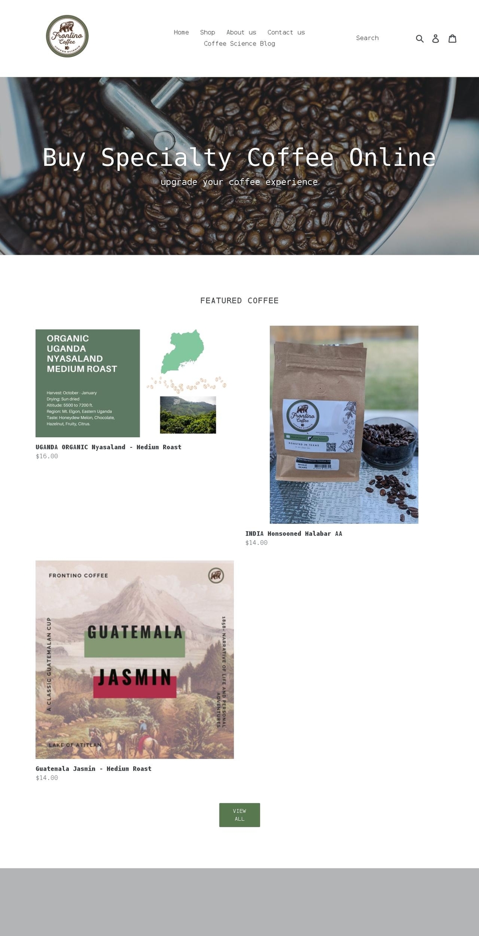 frontinocoffee.com shopify website screenshot