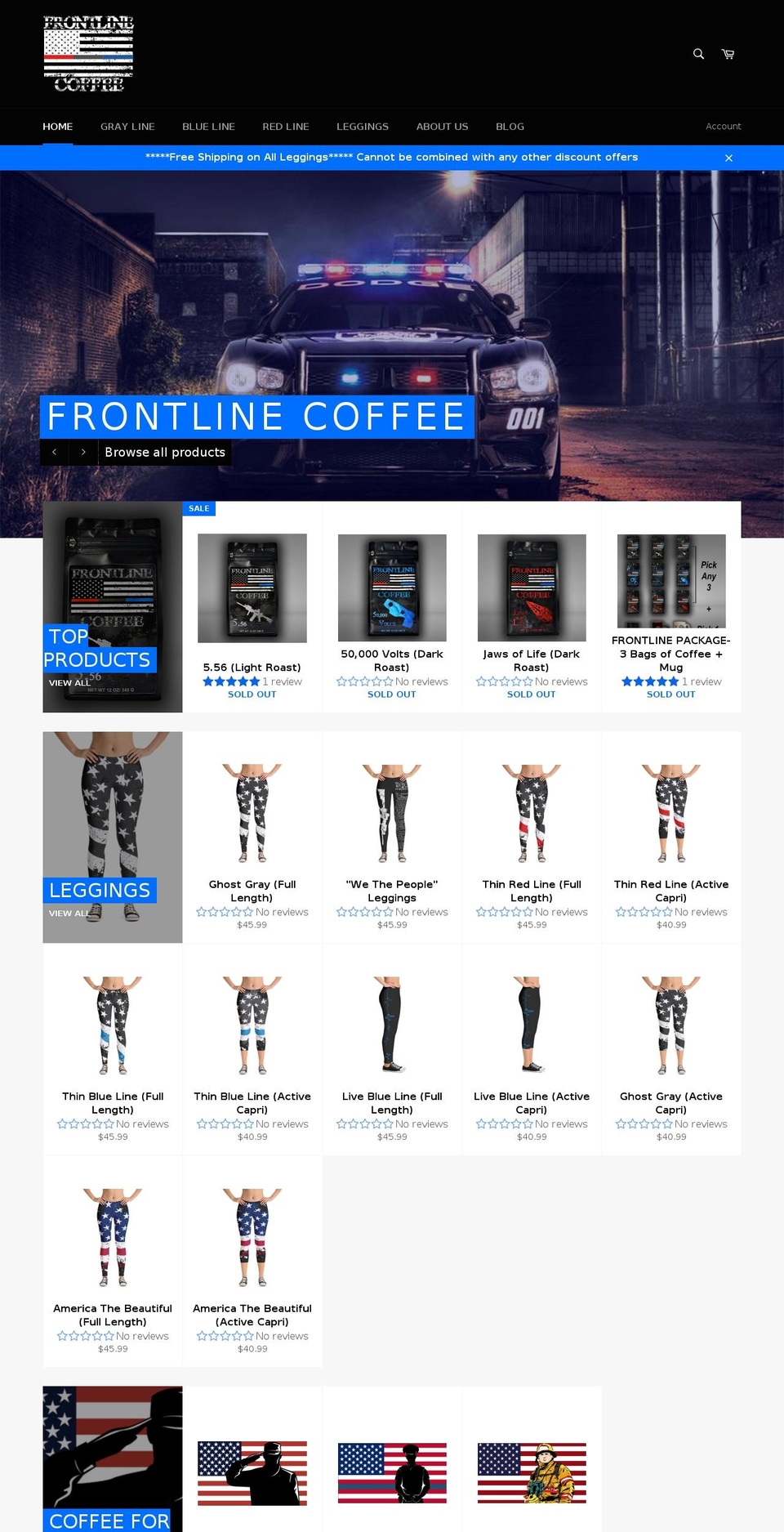 frontlinecoffeecompany.com — Shopify storefront screenshot