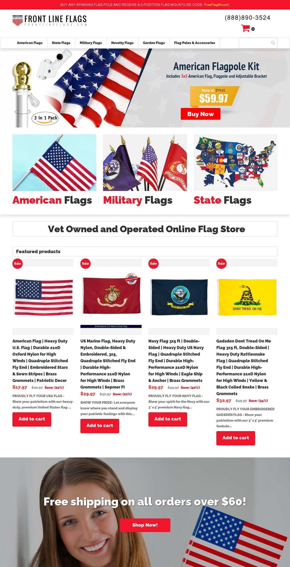 frontlineflags-com.myshopify.com shopify website screenshot
