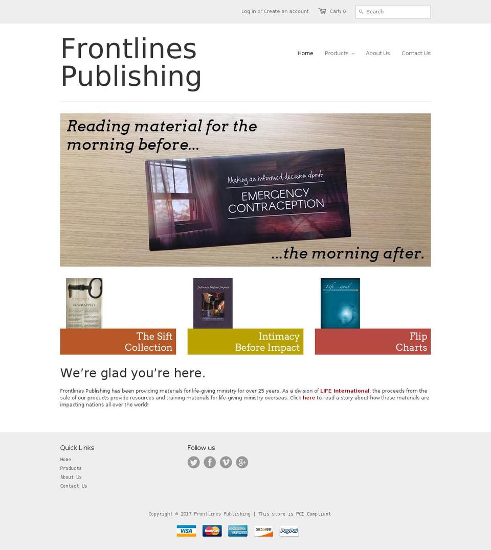 frontlines.org shopify website screenshot