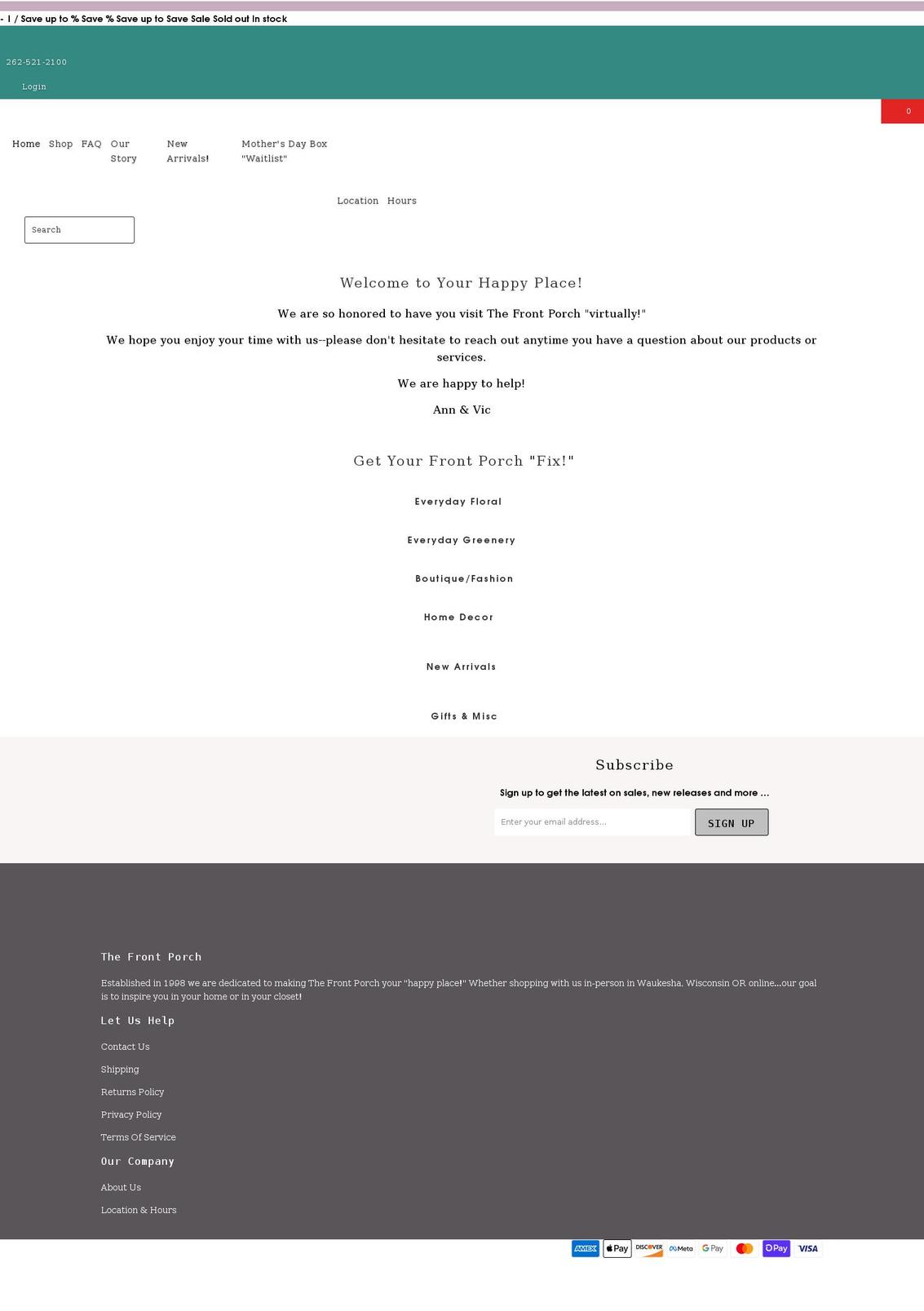 frontporchwarehouse.com shopify website screenshot