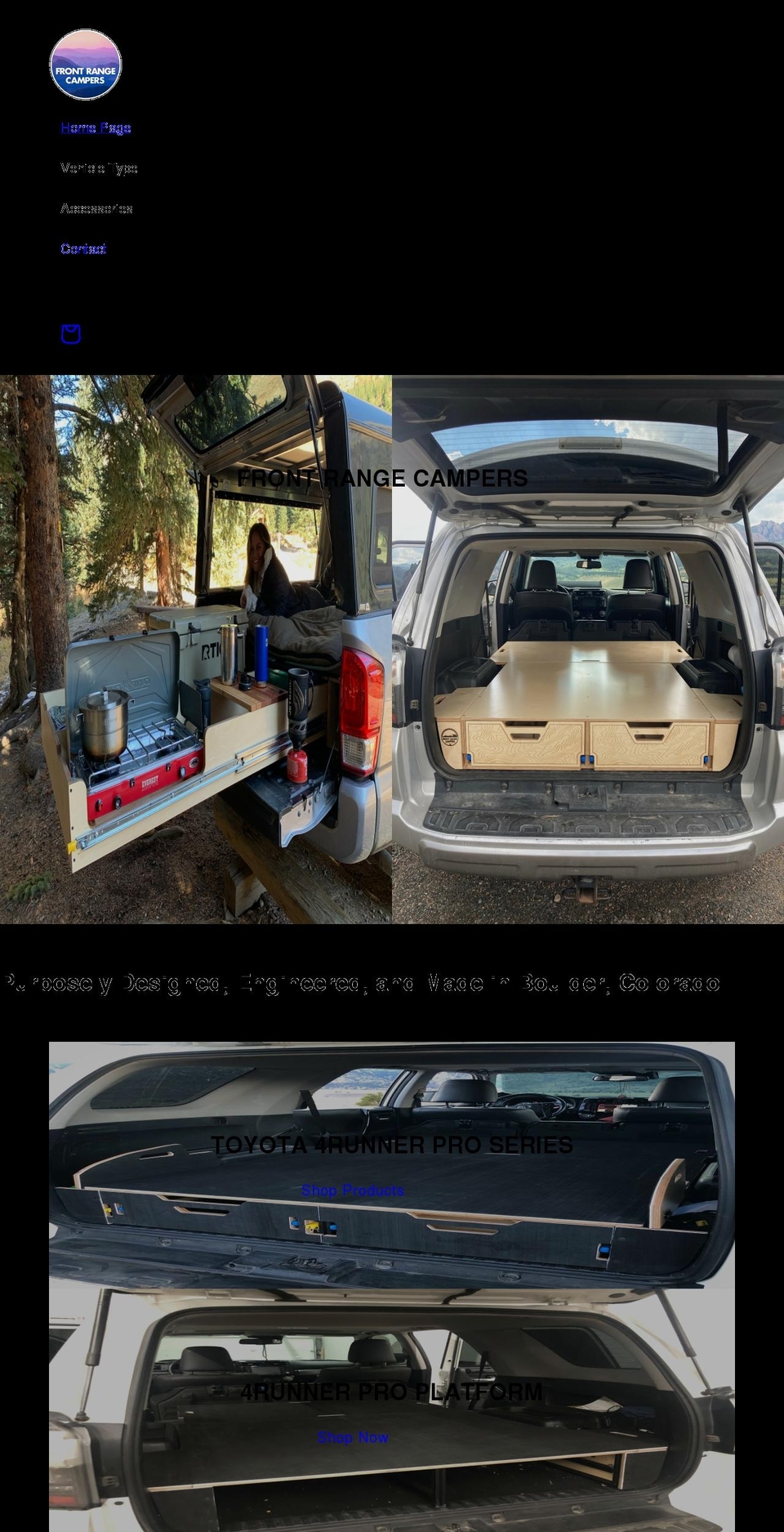 frontrangecampers.com shopify website screenshot