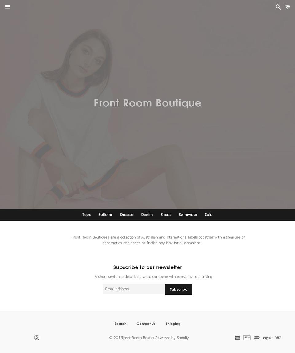 frontroomboutique.com shopify website screenshot