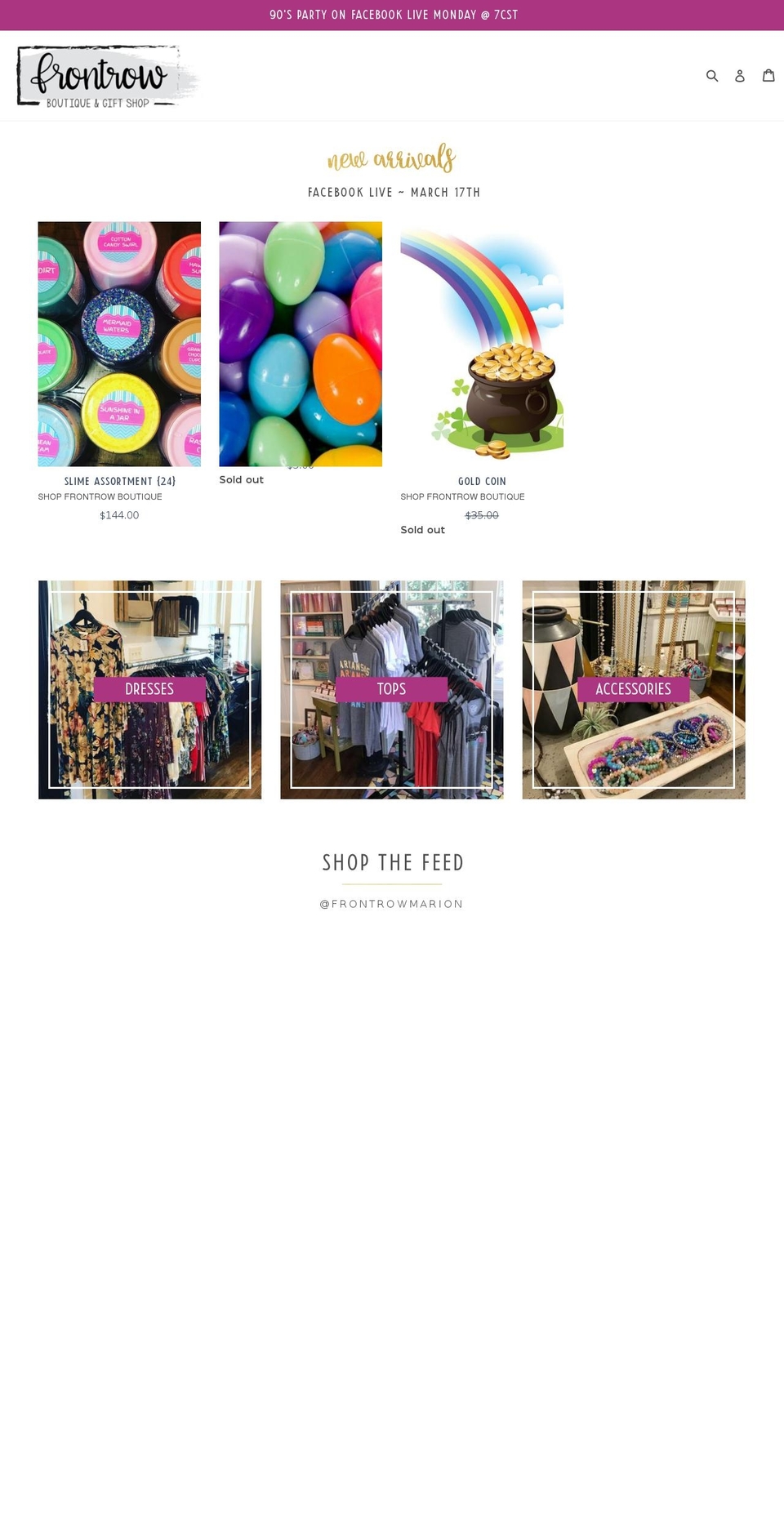frontrowboutique.com — Shopify storefront screenshot
