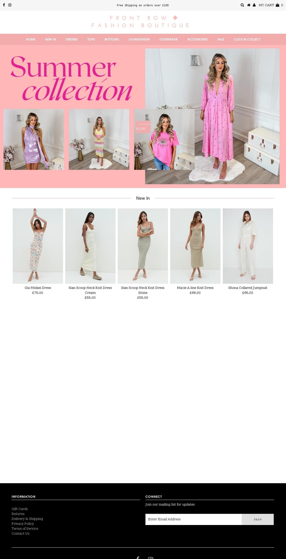 frontrowfashions.co.uk shopify website screenshot