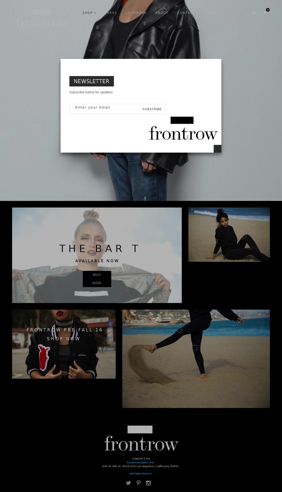 frontrowinc.com shopify website screenshot