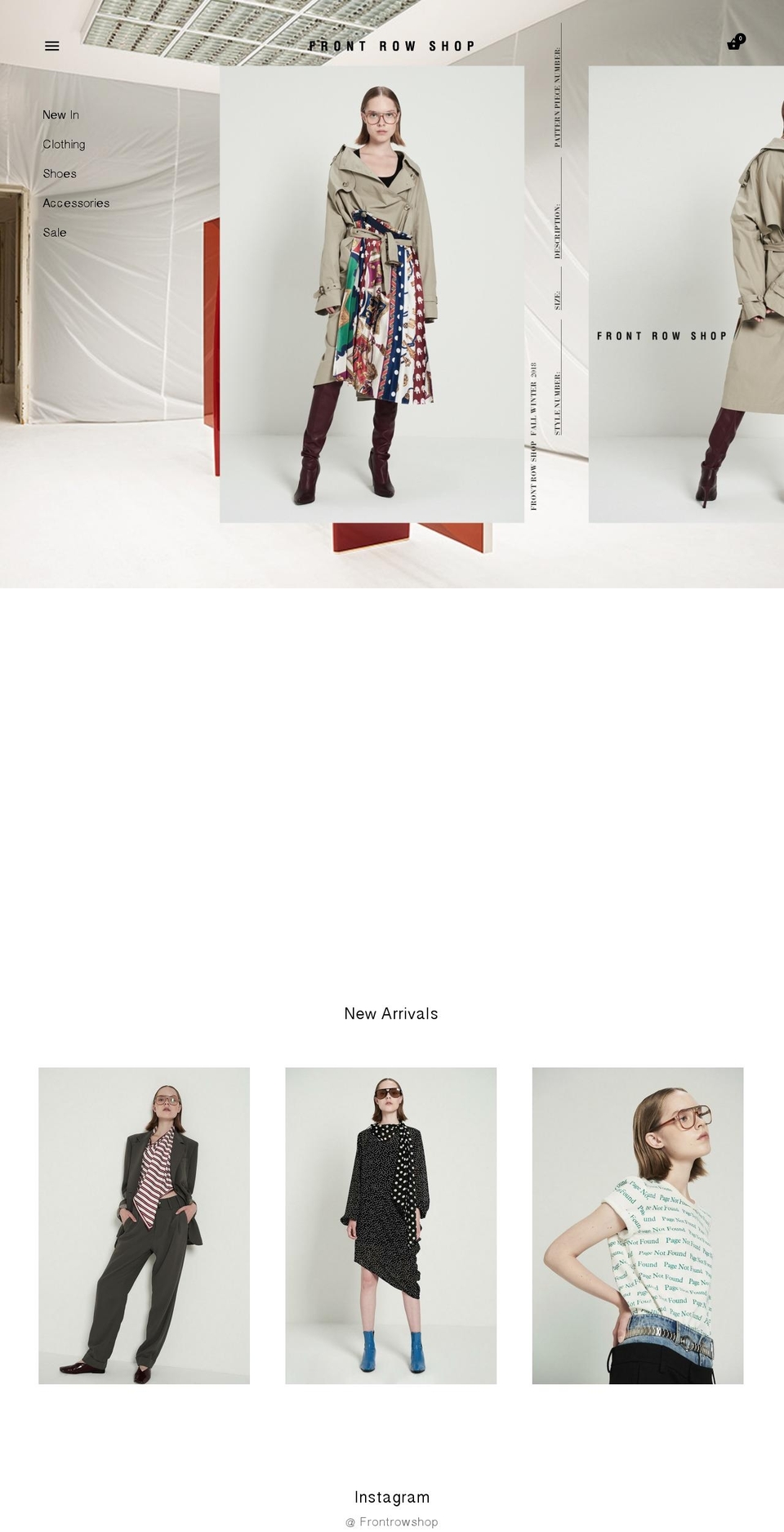 frontrowshop.com shopify website screenshot