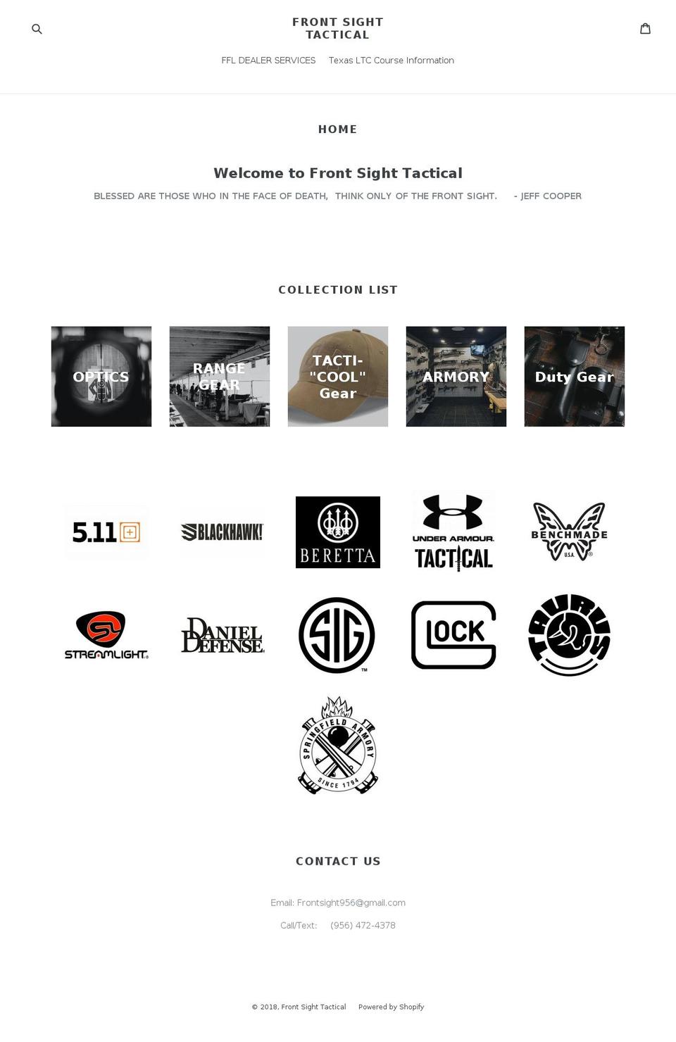 frontsighttactical.com shopify website screenshot