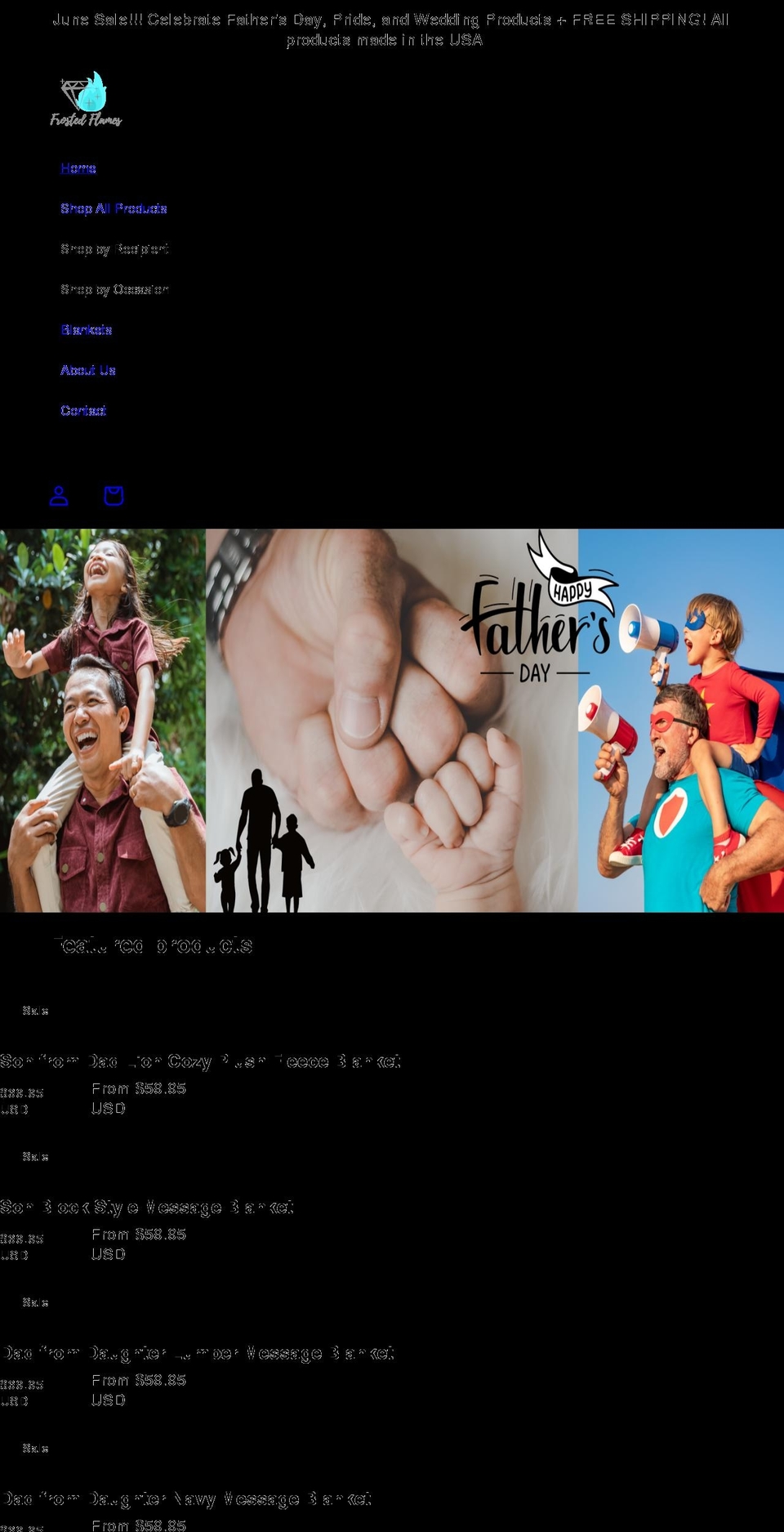 frostedflames.com shopify website screenshot