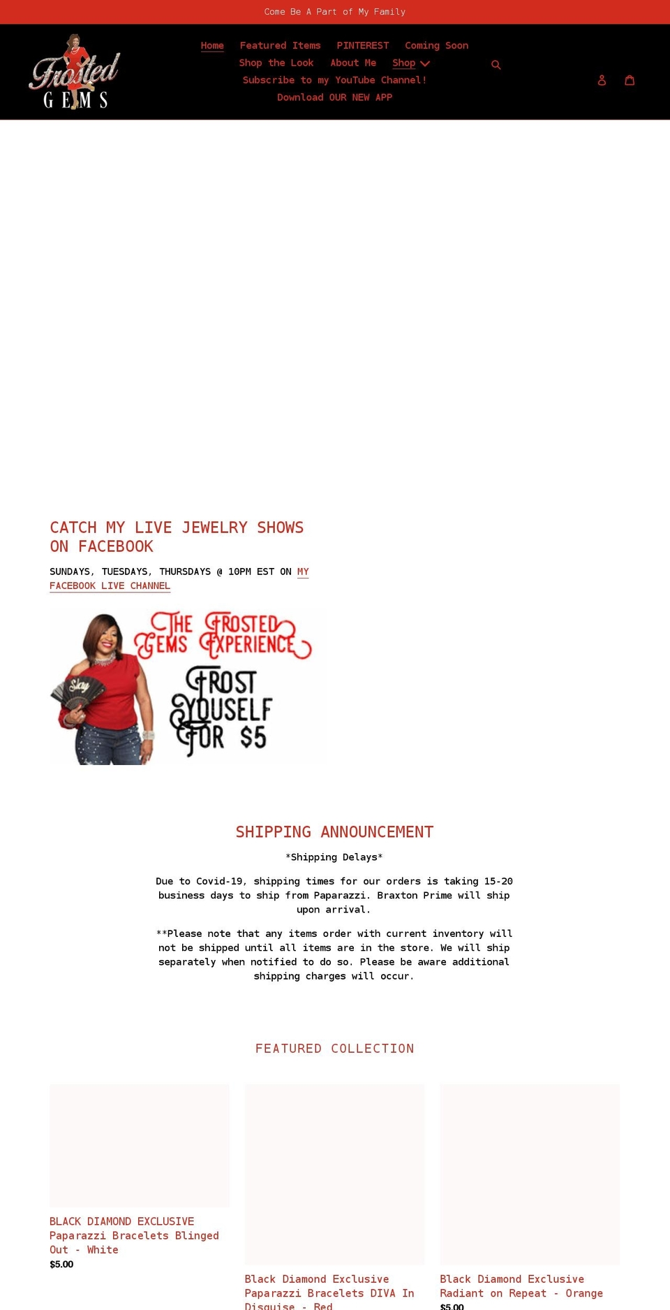 frostedgems.com shopify website screenshot